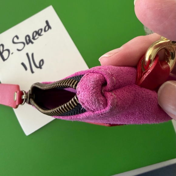 Parker Thatch Pink Suede Women's Clip on small zipper pouch - Picture 6 of 9